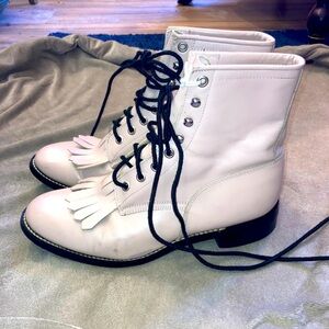 Vintage Justin Soft Pink Western Cowboy Roper Boots Men’s 6/Ladies 7.5 very nice